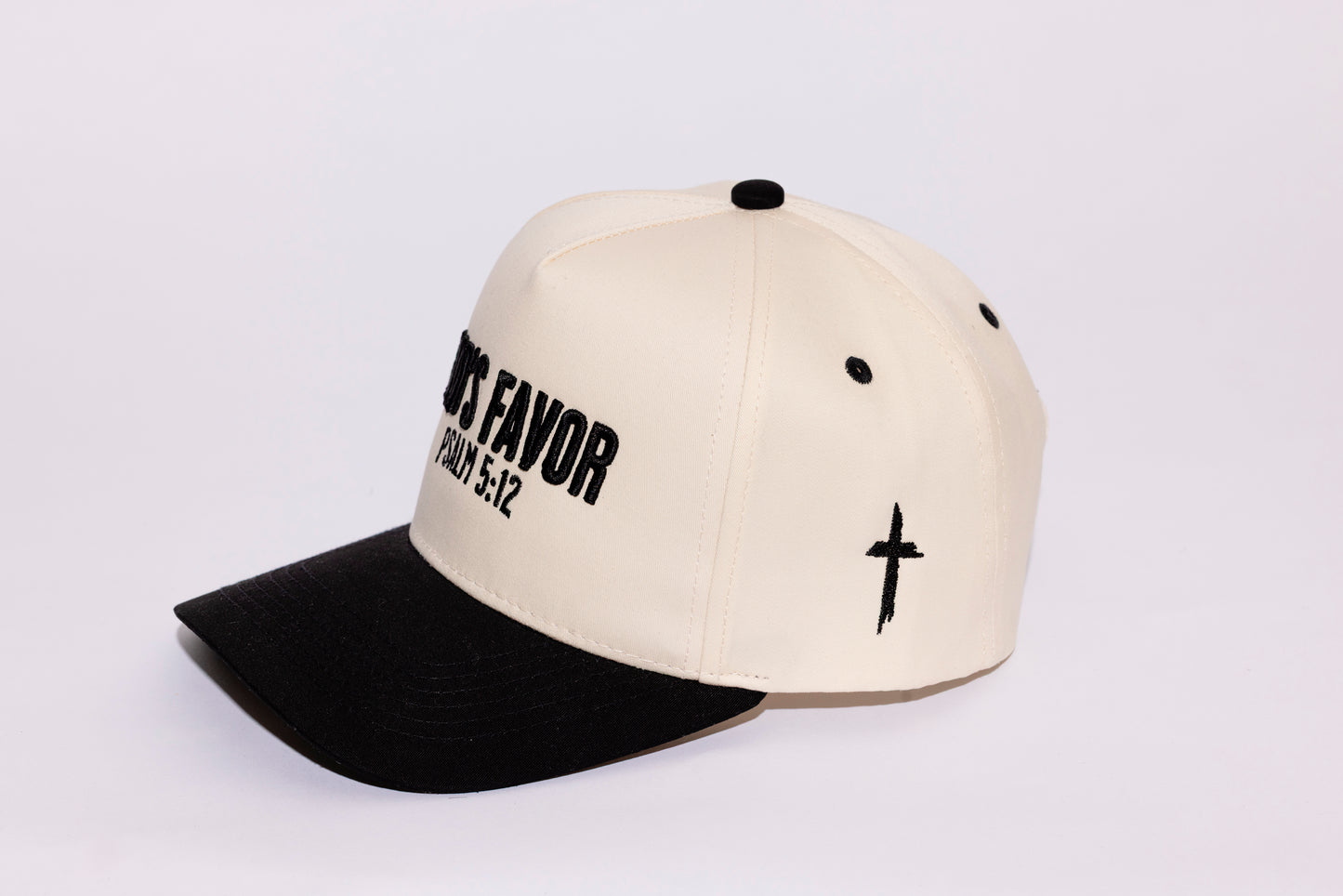 WORTHY JOURNEY CREAM AND BLACK PLAIN CURVE 5PANEL SNAPBACK HAT