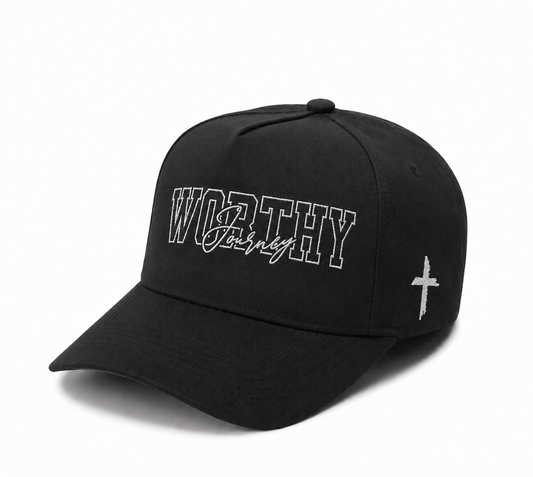 Worthy Journey Embroidered Snapback Hat – Black