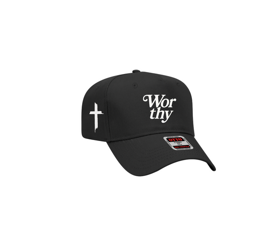 Worthy Snapback Hat, Faith-Based Black and White Cap, Embroidered “Worthy” NEW DROP