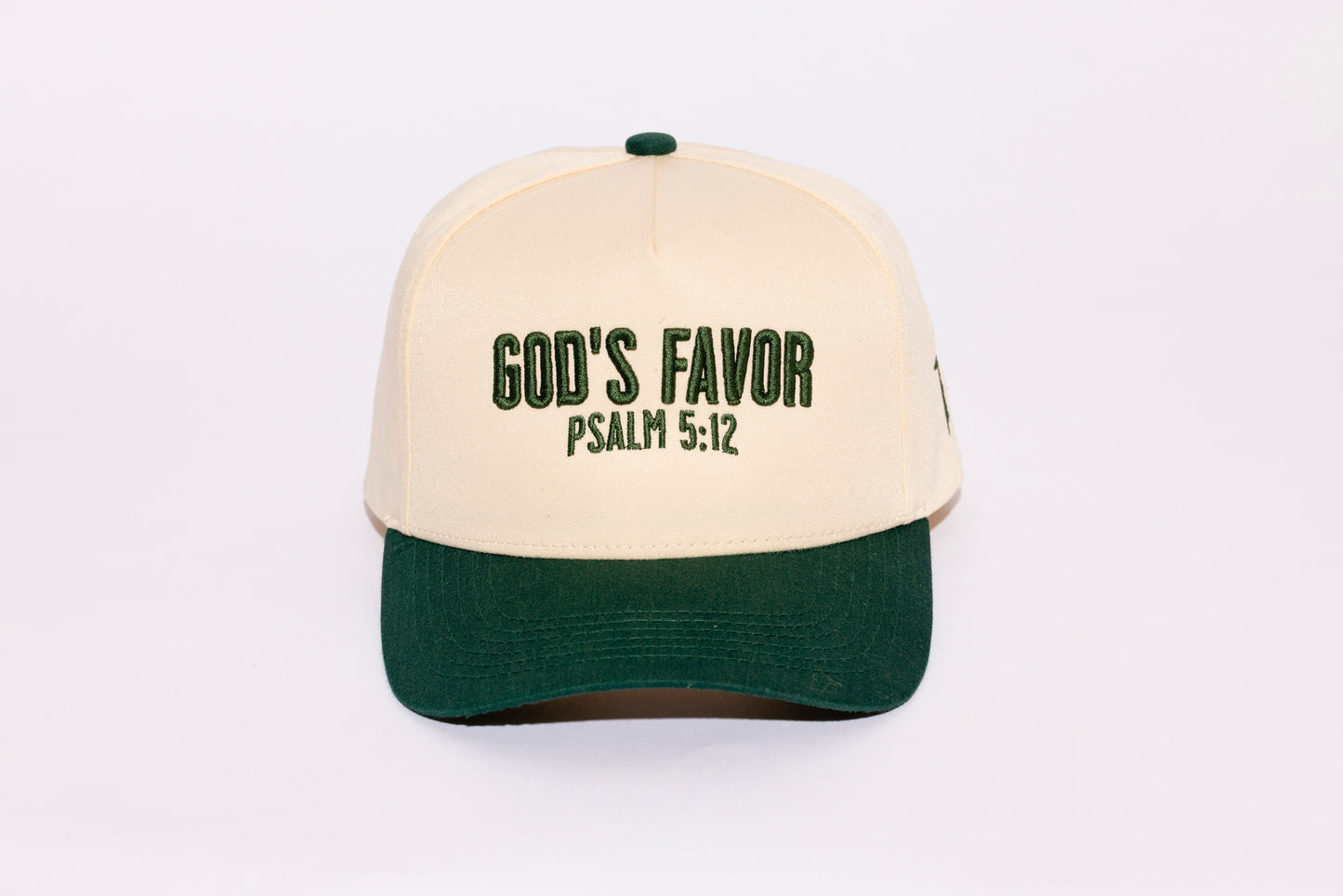 WORTHY JOURNEY CREAM AND DARK GREEN PLAIN CURVE 5PANEL SNAPBACK HAT