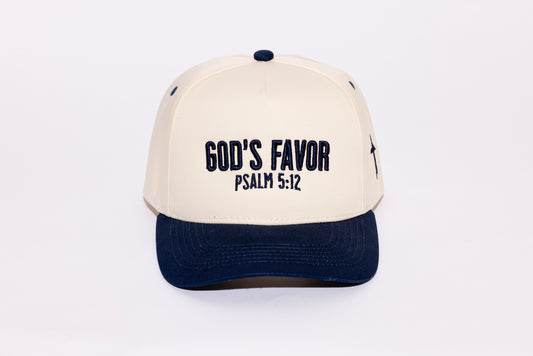 WORTHY JOURNEY CREAM AND NAVY BLUE PLAIN CURVE 5PANEL SNAPBACK HAT